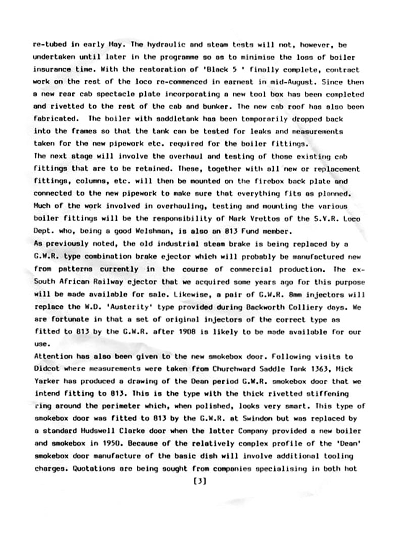 GWR 813 Fund Winter 1998 Newsletter.