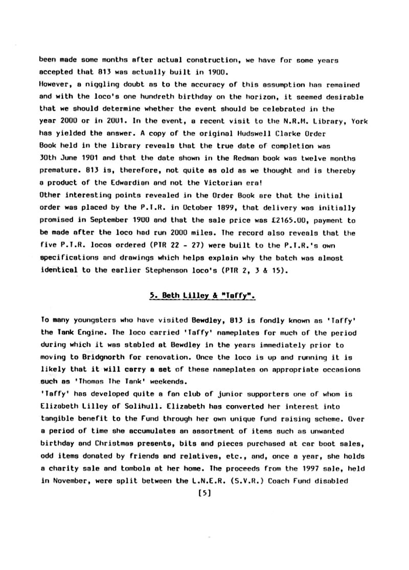 GWR 813 Fund Winter 1998 Newsletter.