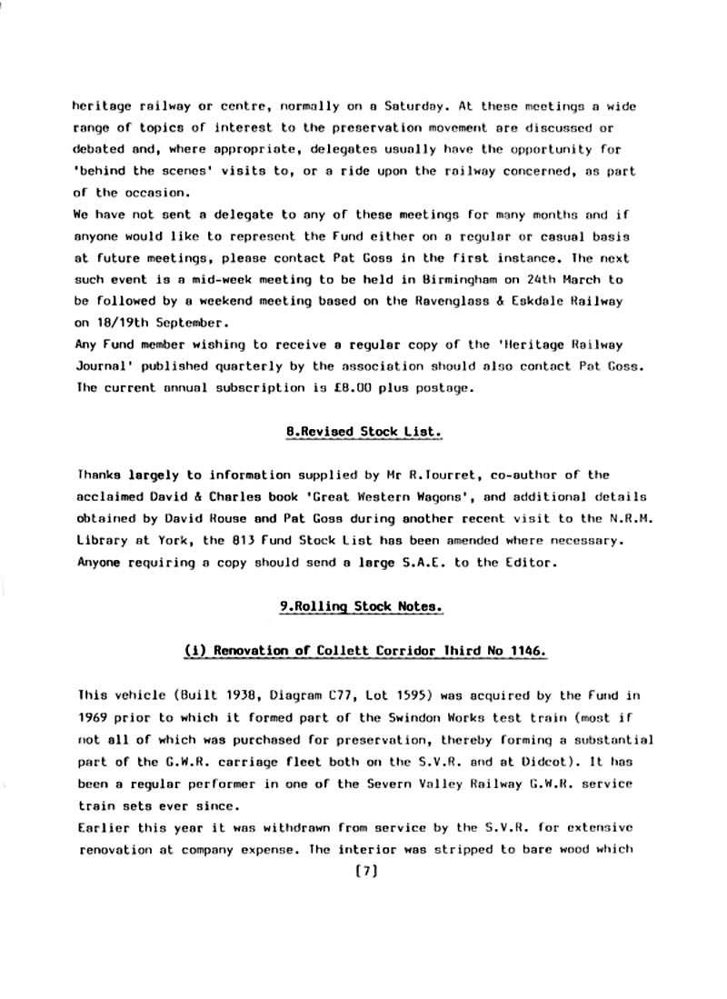GWR 813 Fund Winter 1998 Newsletter.