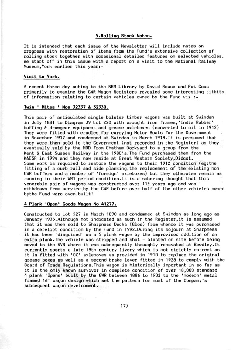 GWR 813 Fund Winter 1998 Newsletter.