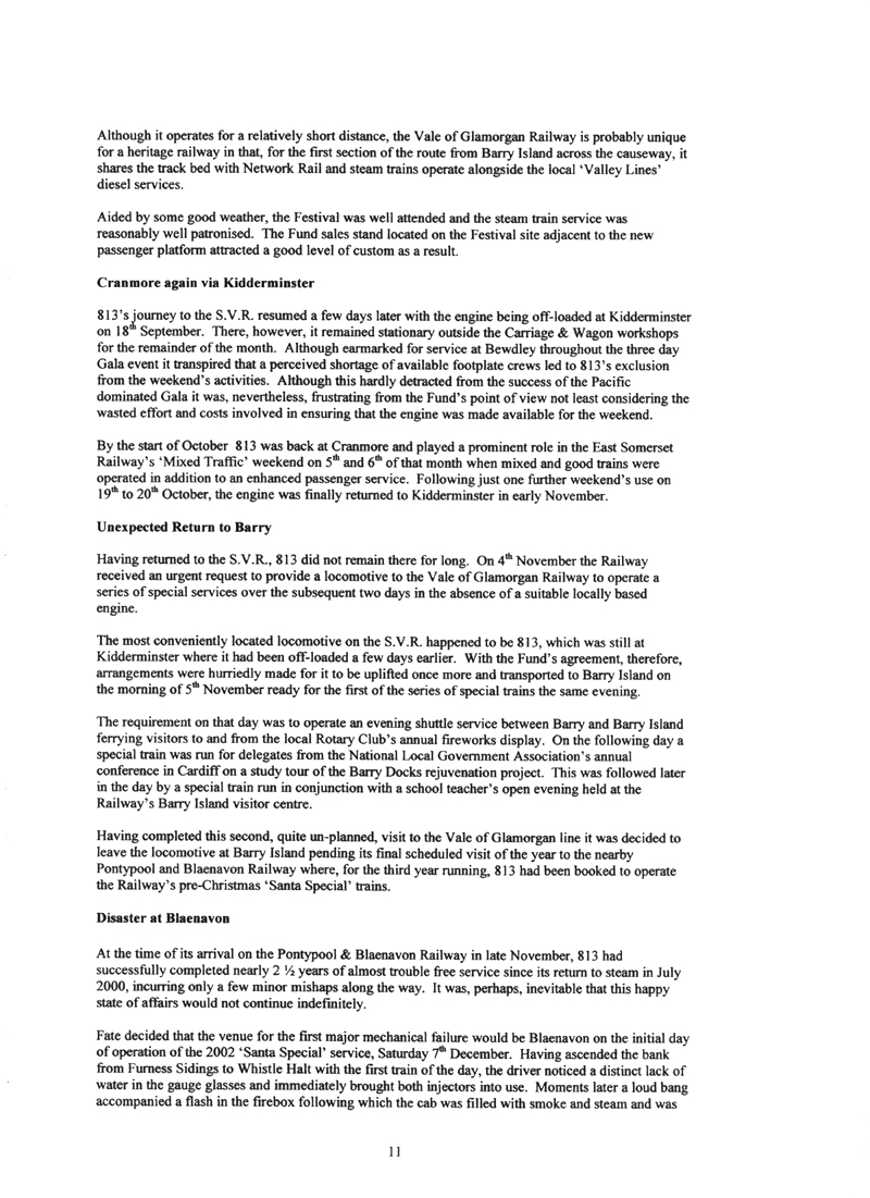 GWR 813 Fund Winter 1998 Newsletter.