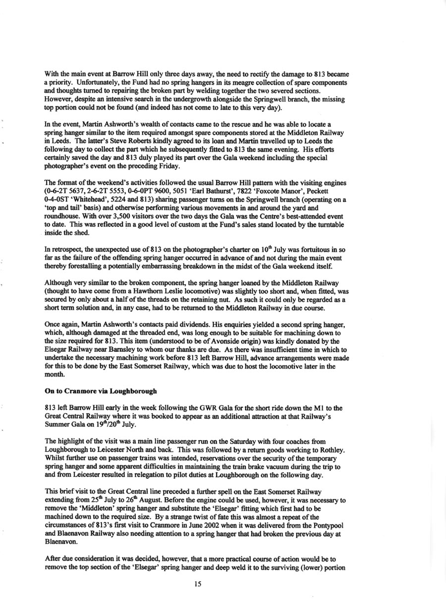 GWR 813 Fund Winter 1998 Newsletter.