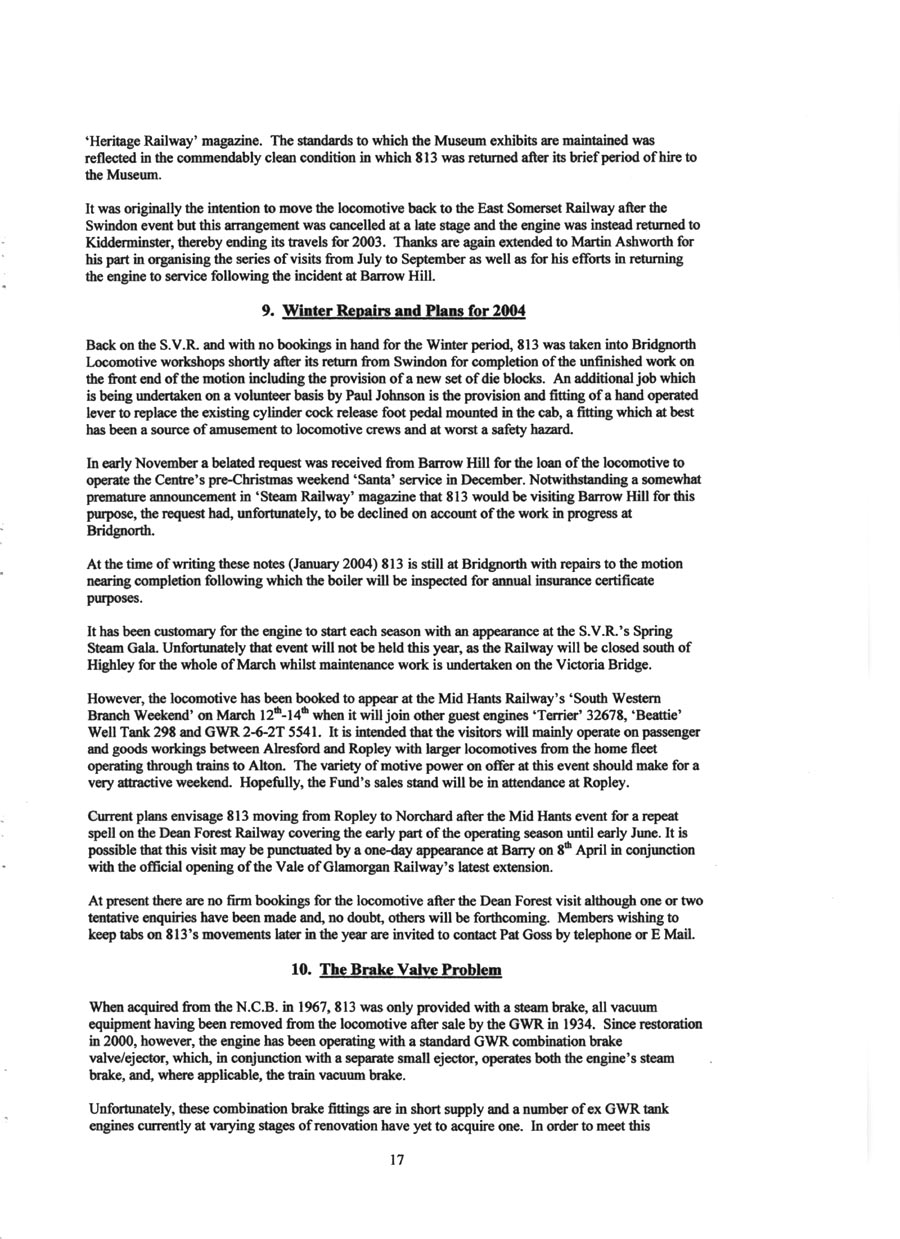 GWR 813 Fund Winter 1998 Newsletter.