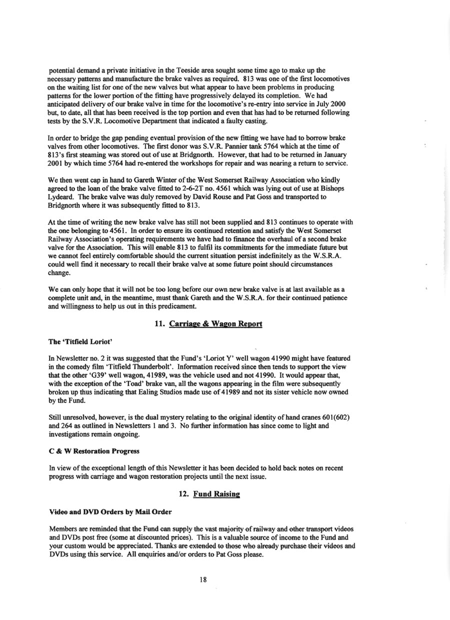 GWR 813 Fund Winter 1998 Newsletter.