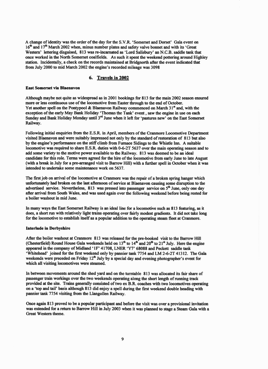 GWR 813 Fund Winter 1998 Newsletter.