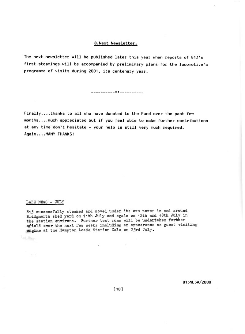 GWR 813 Fund Winter 1998 Newsletter.