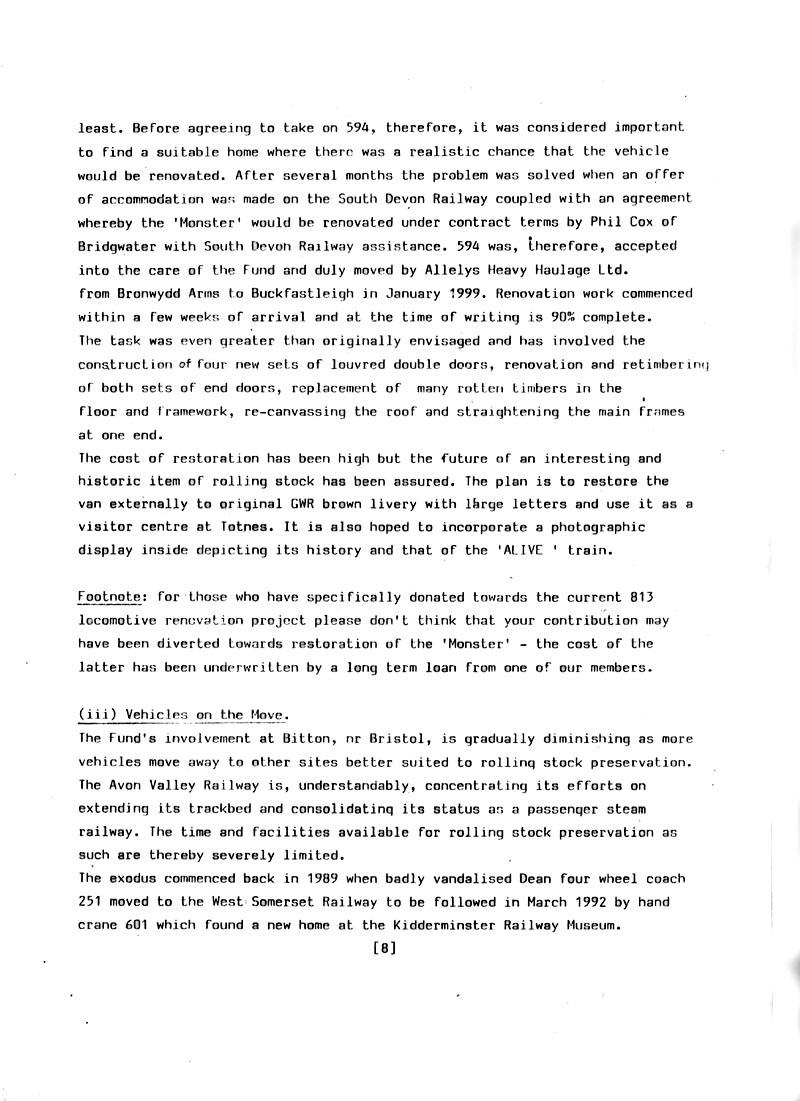 GWR 813 Fund Winter 1998 Newsletter.