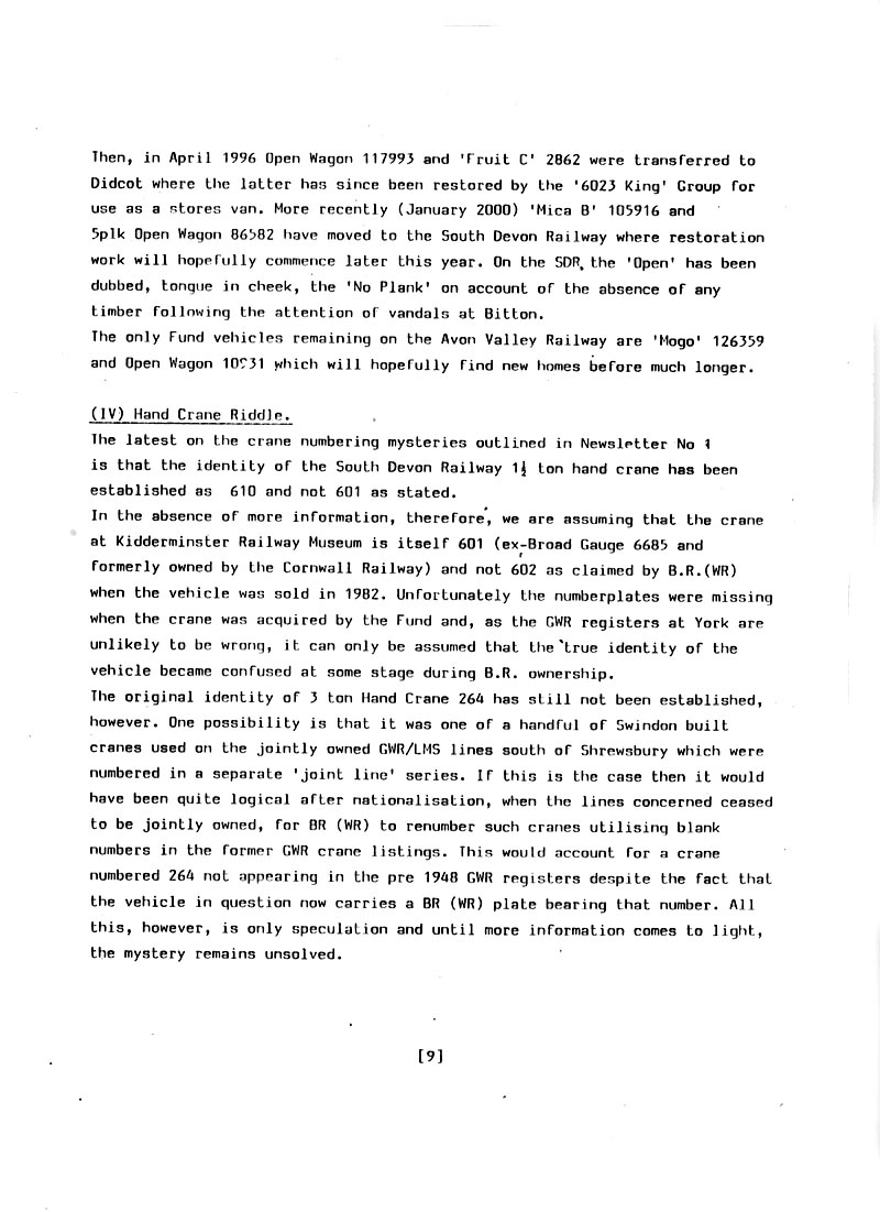 GWR 813 Fund Winter 1998 Newsletter.